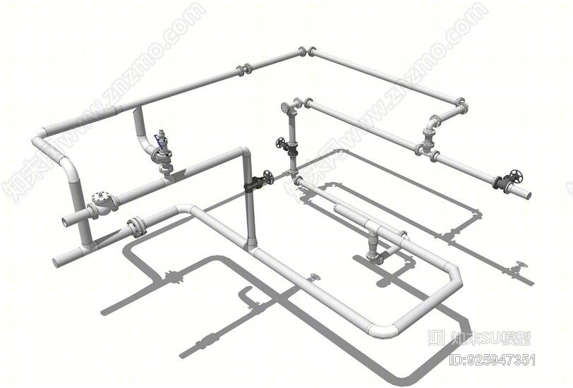 水管管道SU模型下载【ID:925947351】
