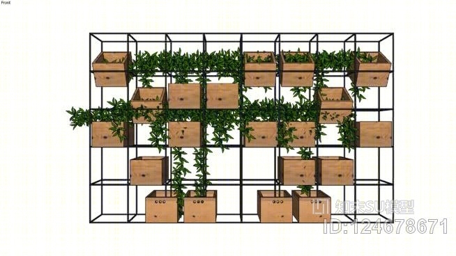 机盒-树（树型框体台）SU模型下载【ID:124678671】