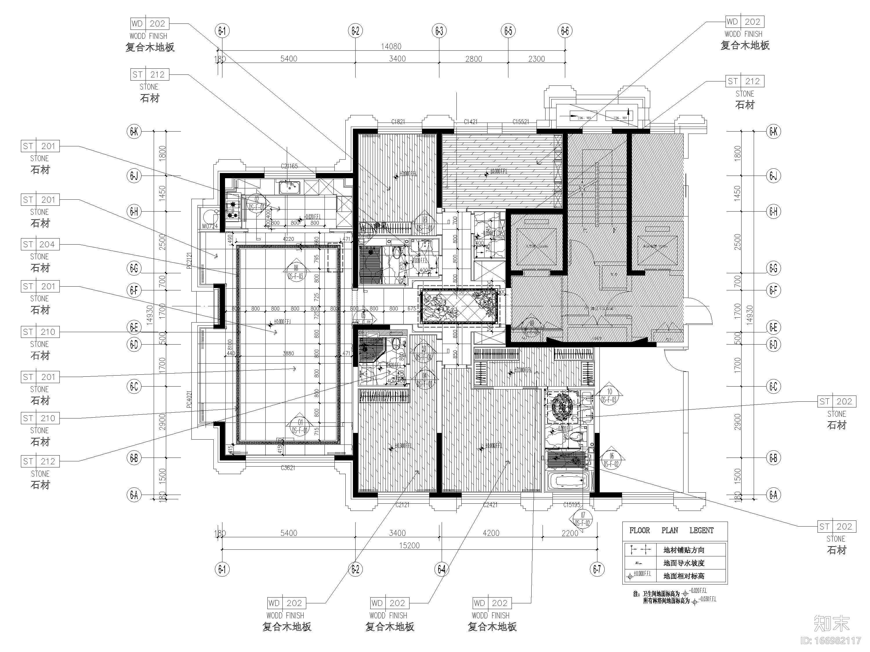 [北京]泰禾中式200㎡三居室样板间施工图施工图下载【ID:166982117】