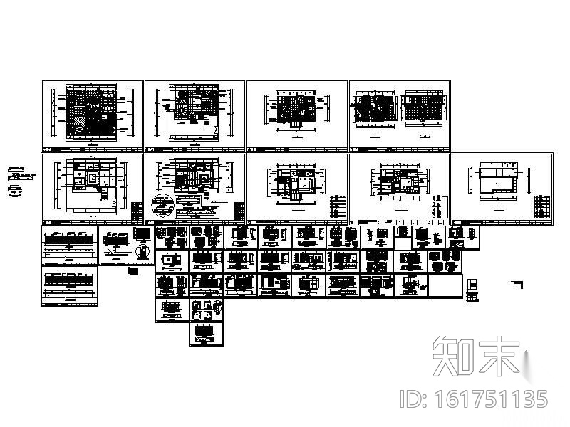 欧式三层别墅装修图.cad施工图下载【ID:161751135】