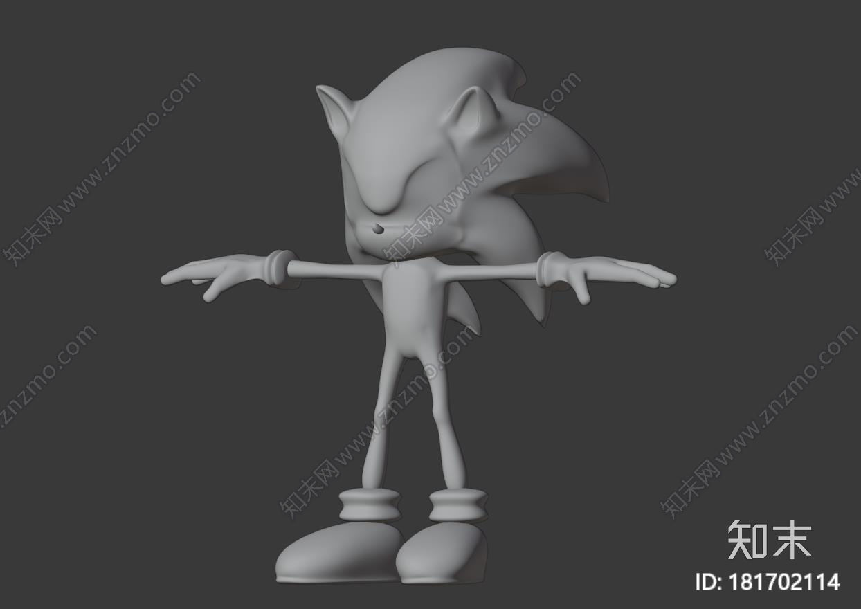 刺猬索尼克白模CG模型下载【ID:181702114】