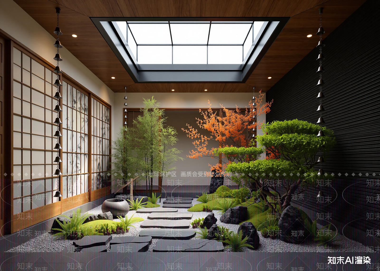新中式室内景观3D模型下载【ID:1214776389】