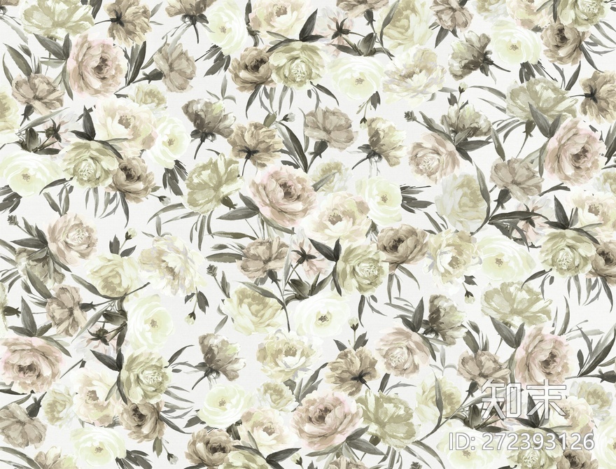 美式田园花纹布纹贴图下载【ID:272393126】