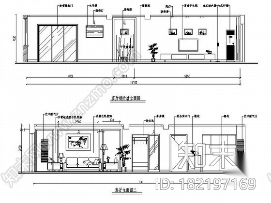 三室两厅简单装修设计图cad施工图下载【ID:182197169】