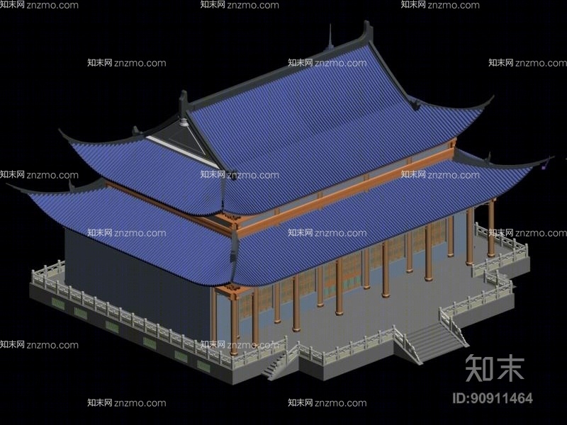 户外中式塔楼153D模型下载【ID:90911464】