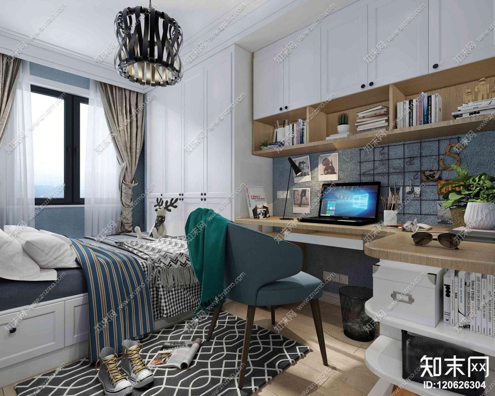 现代卧室榻榻米3D模型下载【ID:120626304】