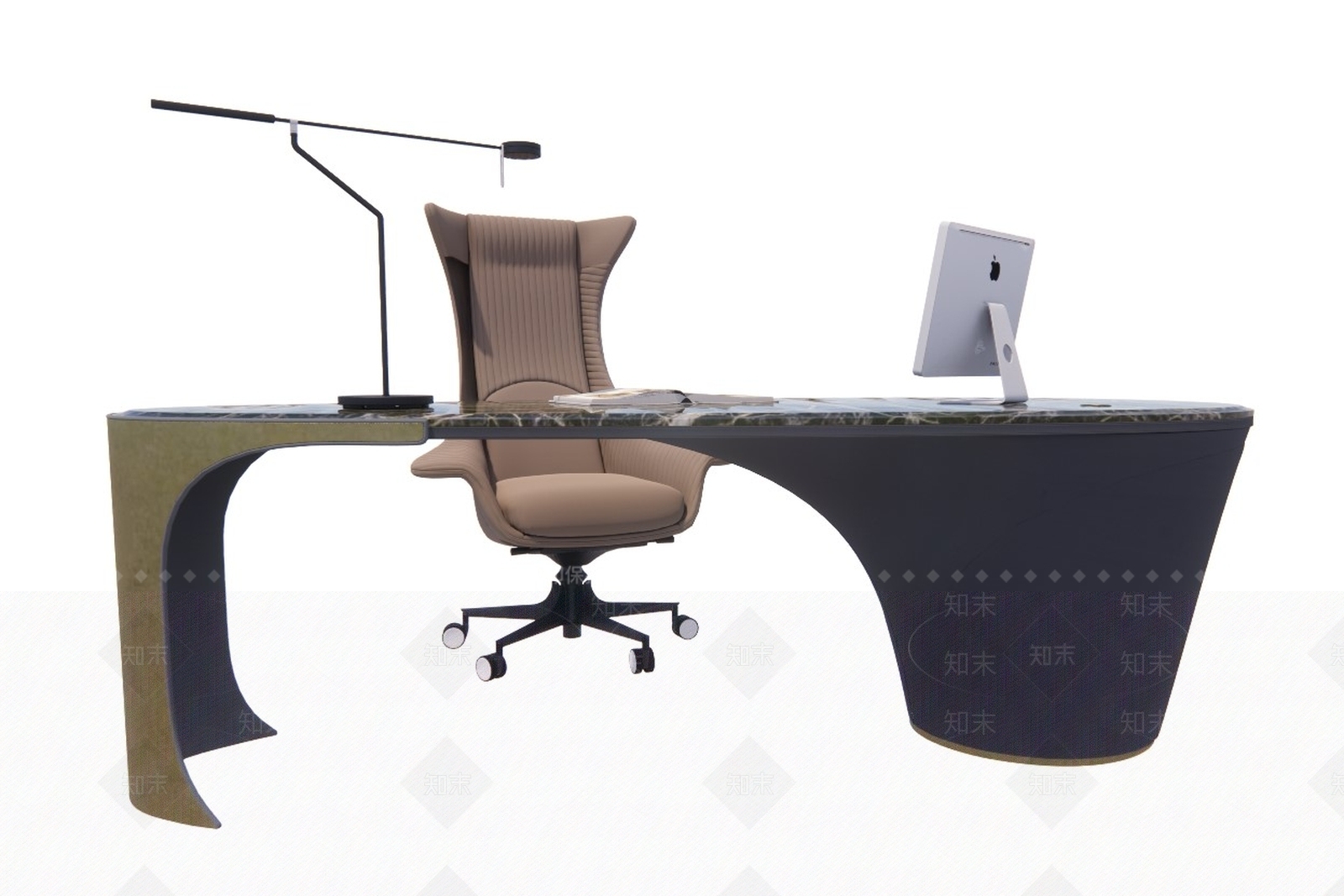 现代风格书桌SU模型下载【ID:195129172】