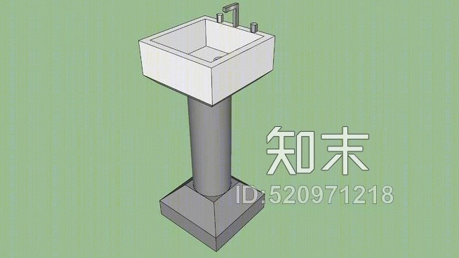 白色和灰色浴室水槽SU模型下载【ID:520971218】