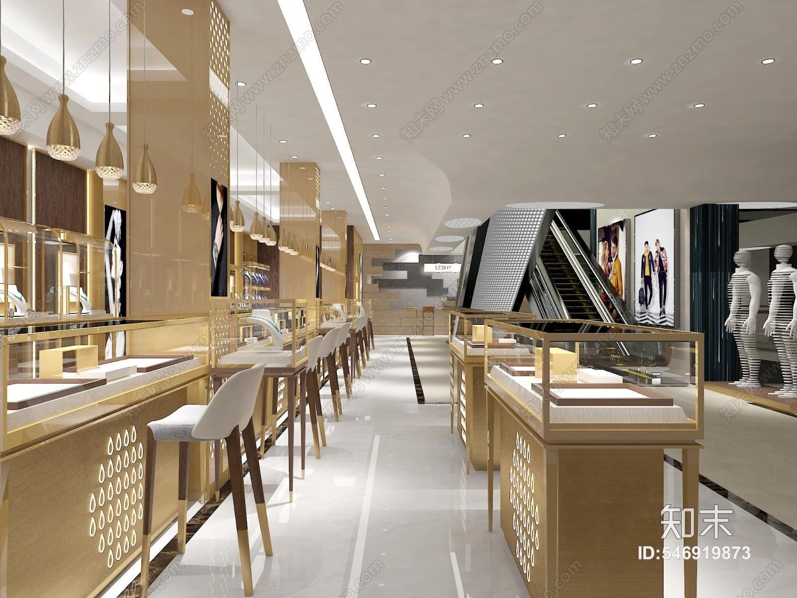 现代轻奢珠宝店3D模型下载【ID:546919873】