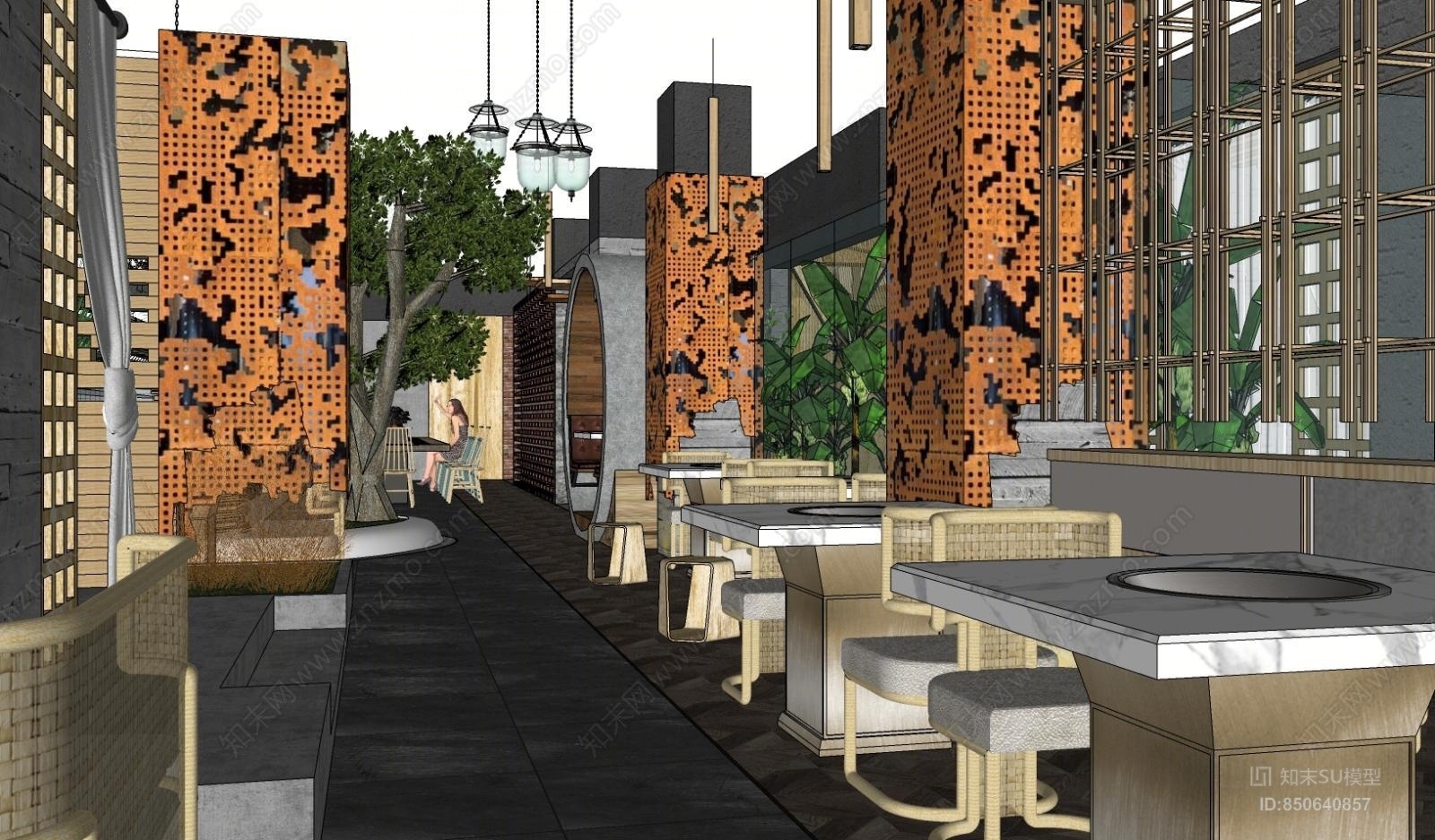 工业风格火锅店SU模型下载【ID:850640857】