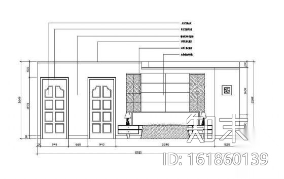 床头墙面立面图块cad施工图下载【ID:161860139】