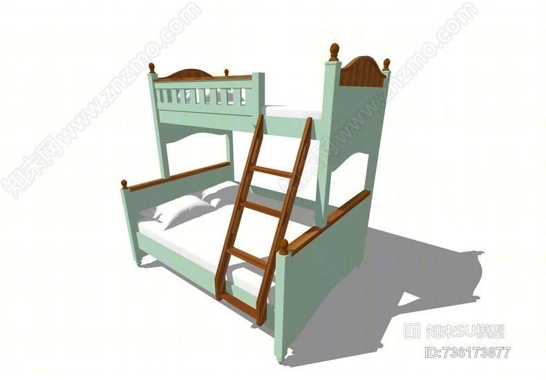 现代儿童高低床SU模型下载【ID:736173877】