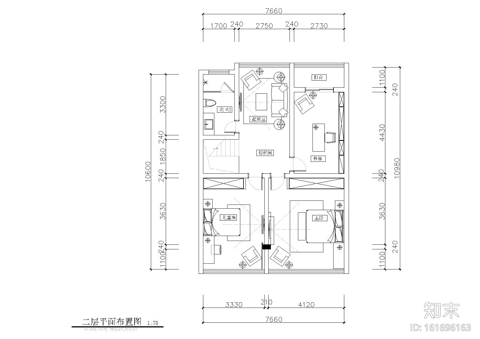 [江苏]某复式别墅样板间CAD施工图+效果图cad施工图下载【ID:161696163】