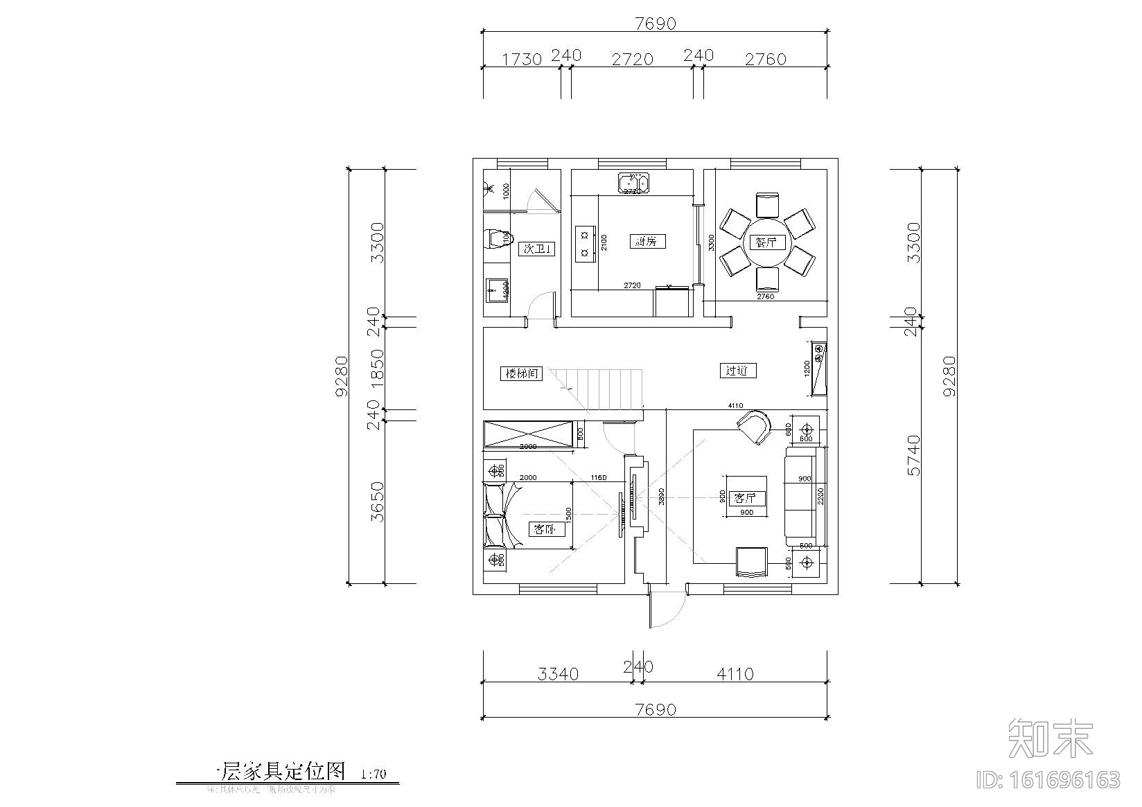 [江苏]某复式别墅样板间CAD施工图+效果图cad施工图下载【ID:161696163】