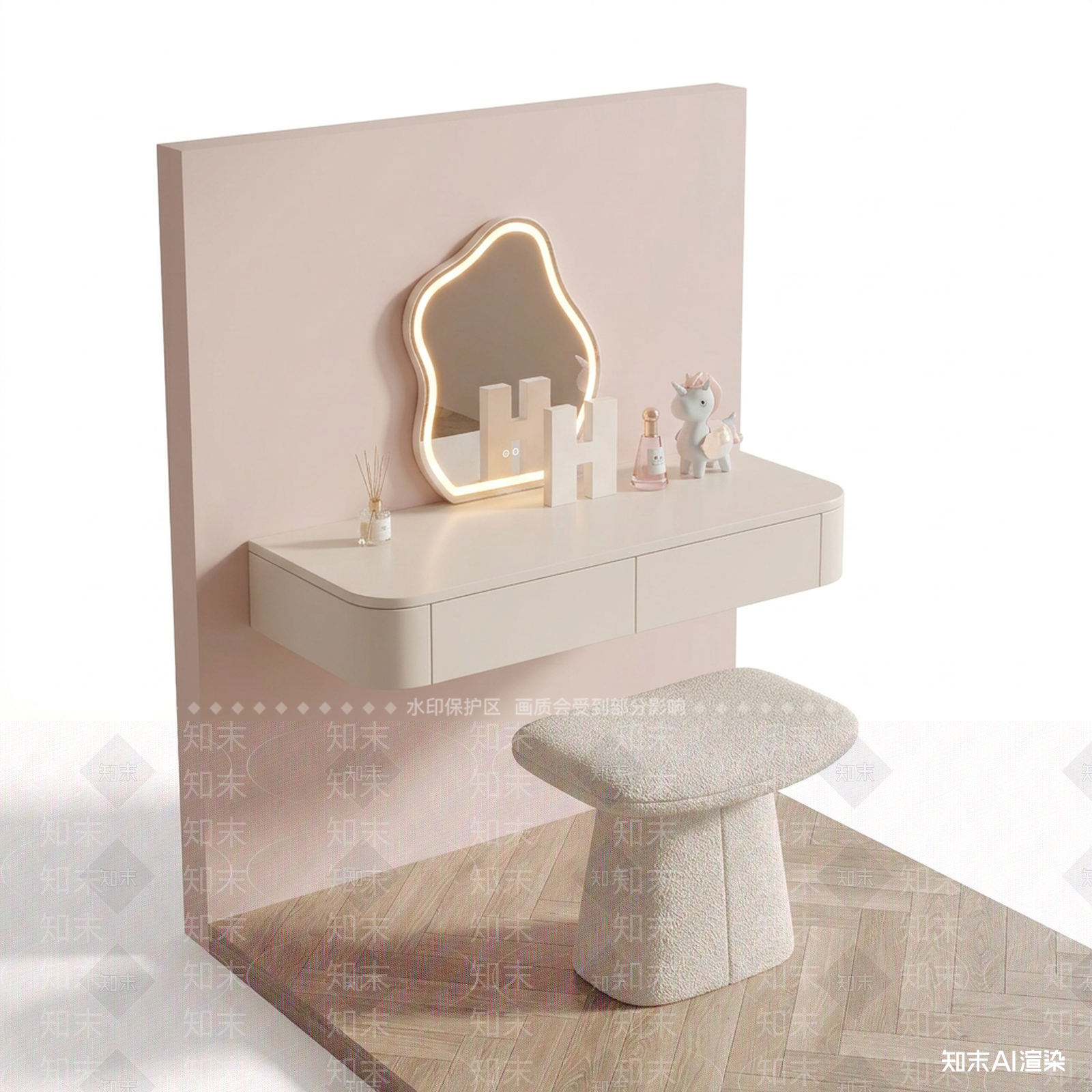 浅色梳妆台梳妆台3D模型下载【ID:1227340177】