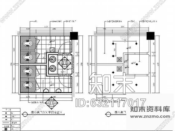 施工图陕西某精品养生会所公共卫生间装修图cad施工图下载【ID:632117017】