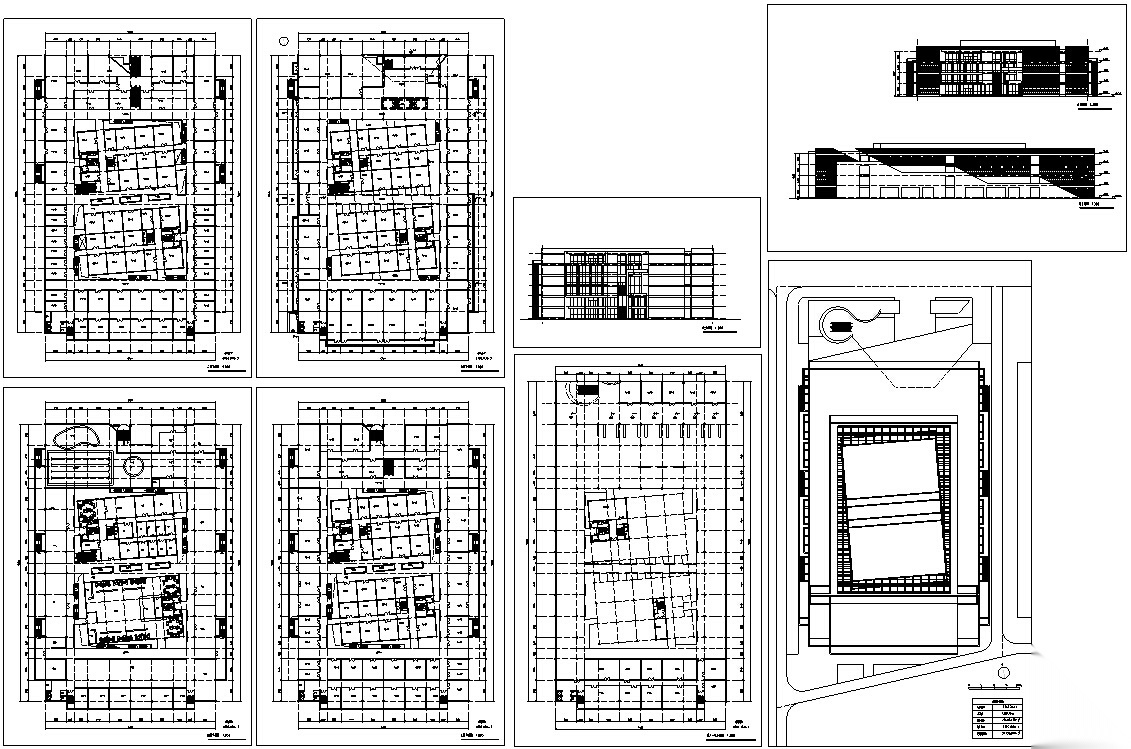 5套商业综合建筑设计方案初设图CADcad施工图下载【ID:151644128】