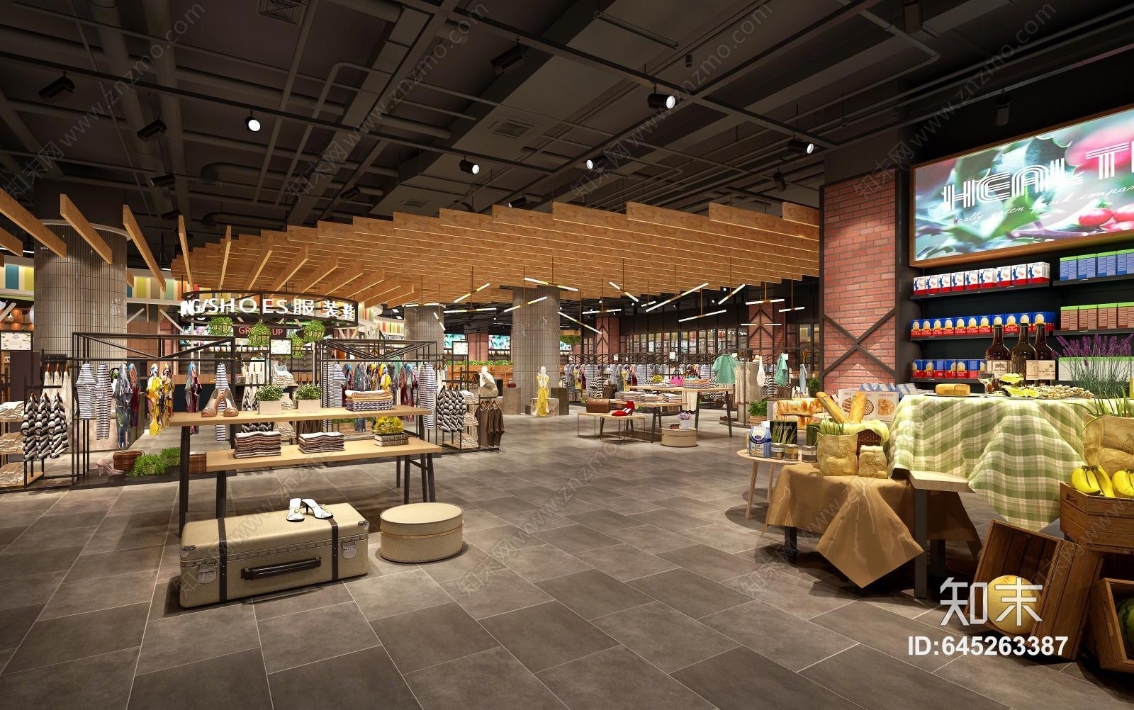 工业风大型超市3D模型下载【ID:645263387】