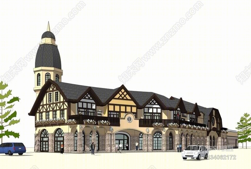 瑞士风沿街商业SU模型下载【ID:434062172】