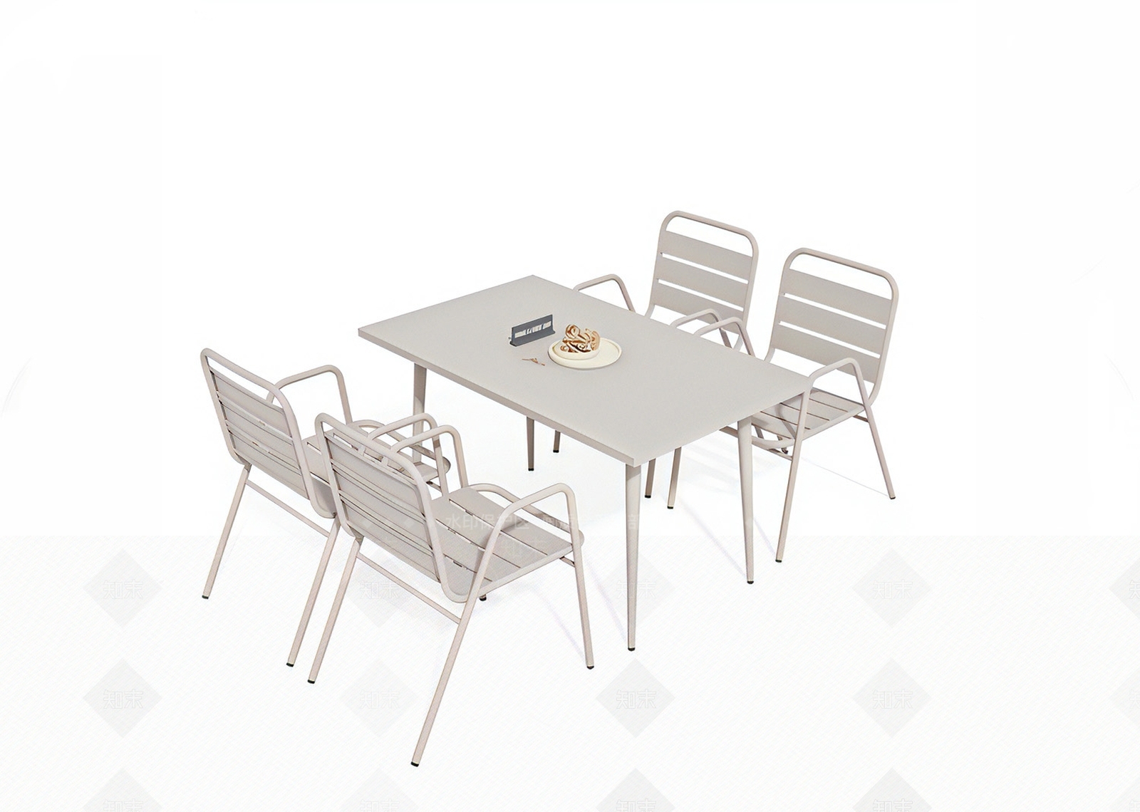 现代铁艺户外桌椅组合3D模型下载【ID:1122740717】