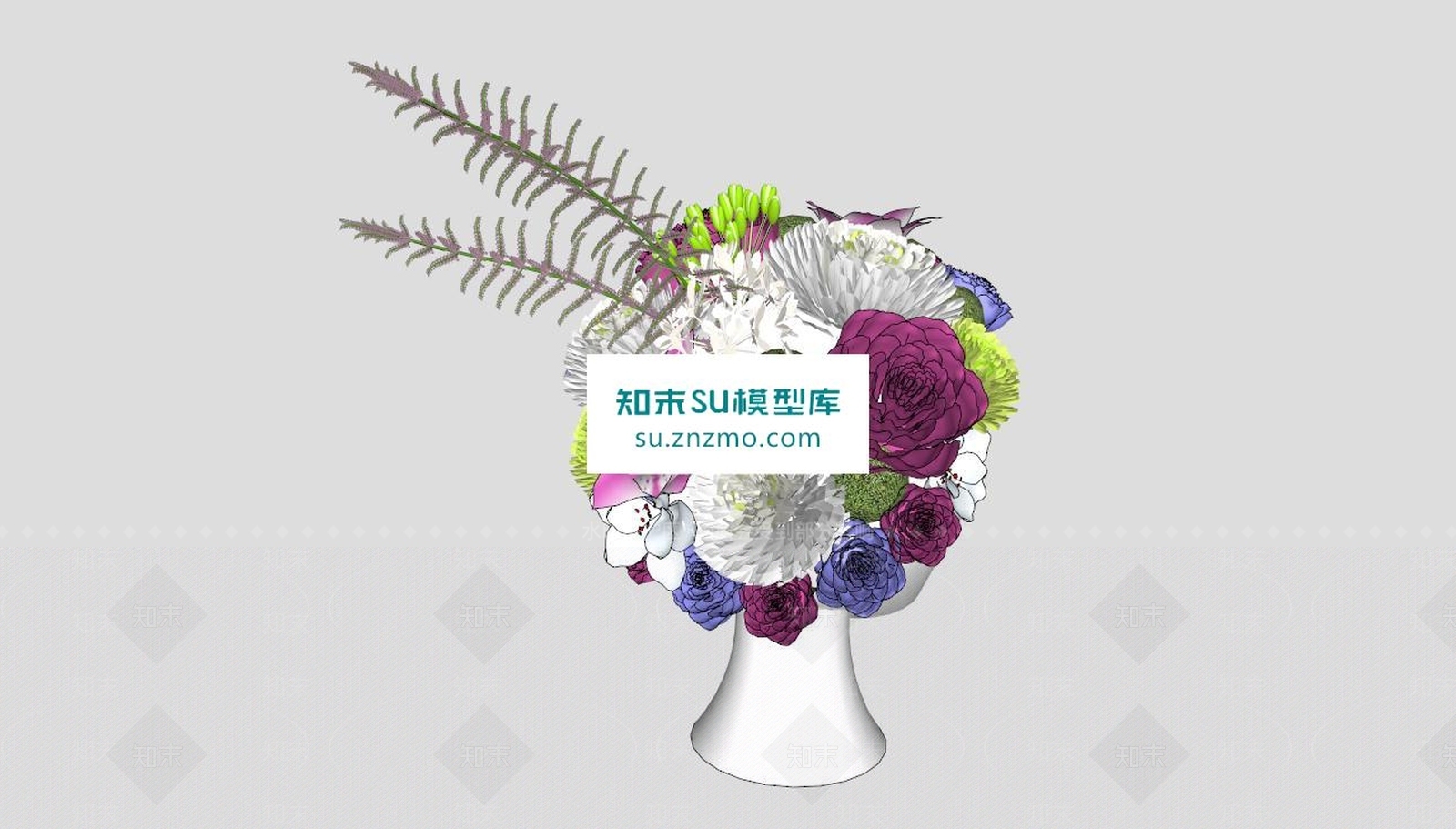 头饰陶瓷花瓶SU模型下载【ID:172526153】