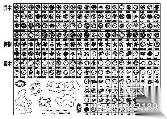 植物设计图例cad施工图下载【ID:161822189】