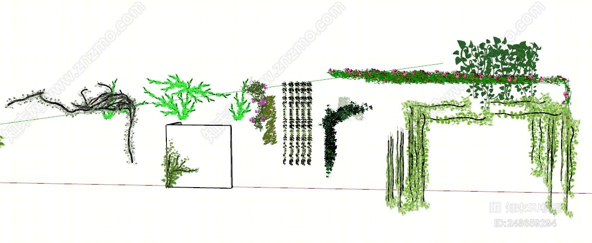 现代风格绿植墙藤本植物SU模型下载【ID:248659294】