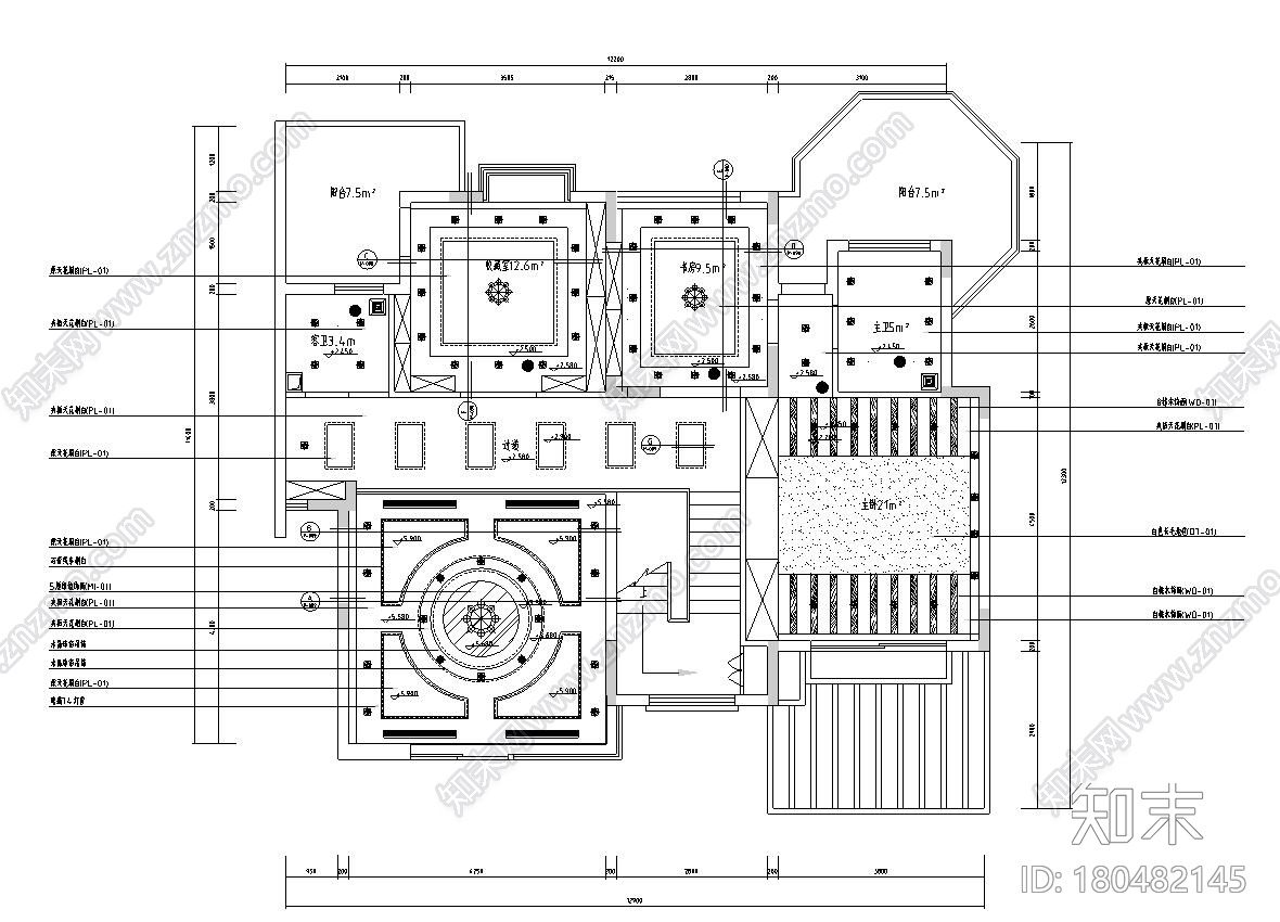 西欧风5层户型样板房装修施工图设计cad施工图下载【ID:180482145】