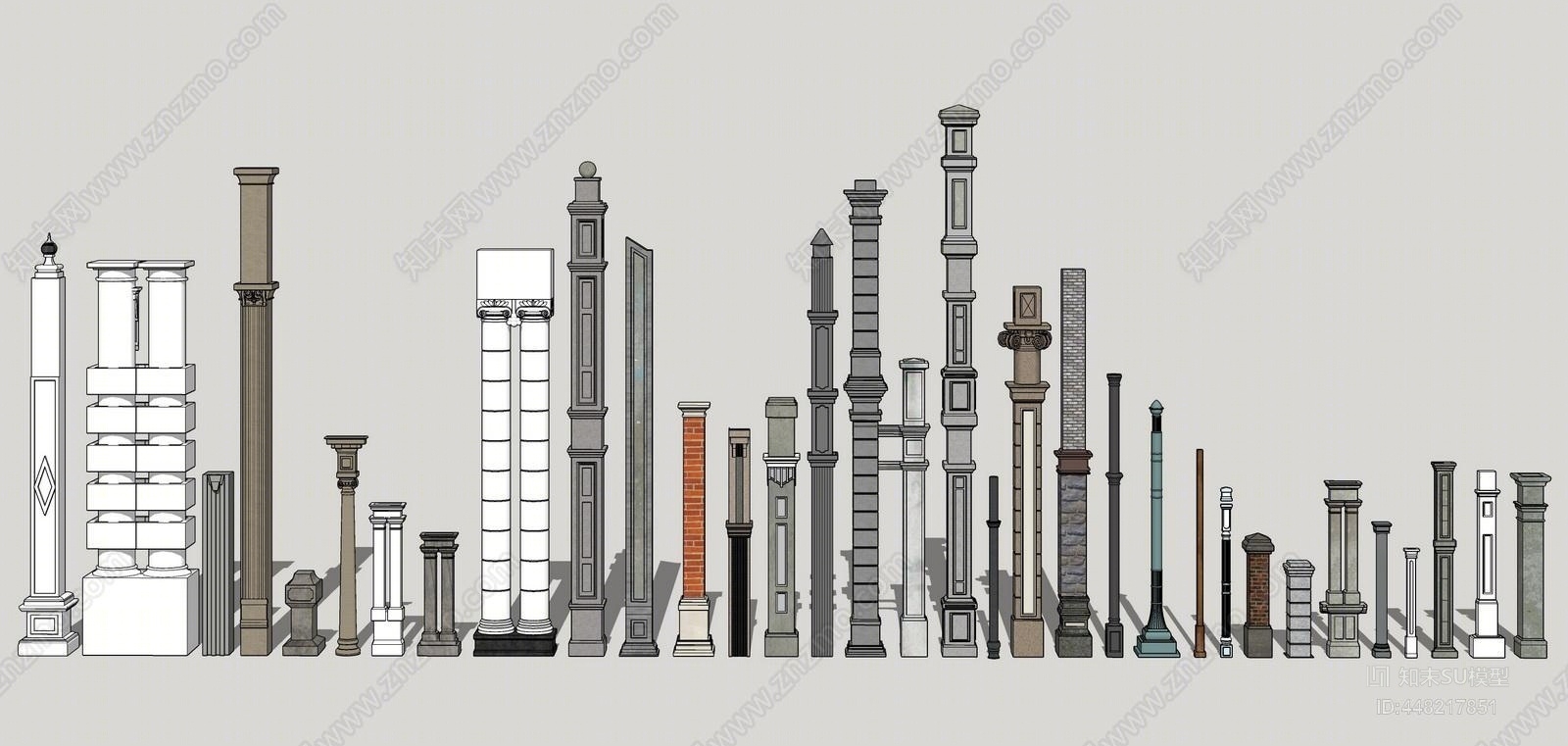 欧式景观柱SU模型下载【ID:448217851】