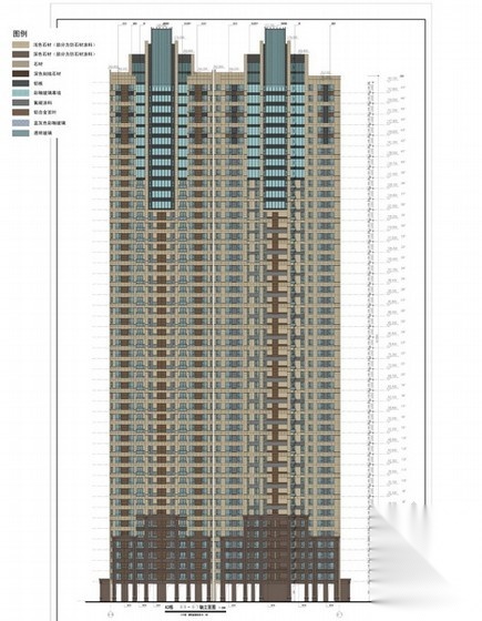 [长沙]某国际广场超高层住宅立面方案图（163.3米、含彩...cad施工图下载【ID:166058149】