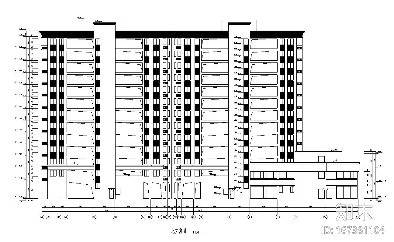 [浙江]现代风格住宅建筑施工图（1栋）cad施工图下载【ID:167381104】