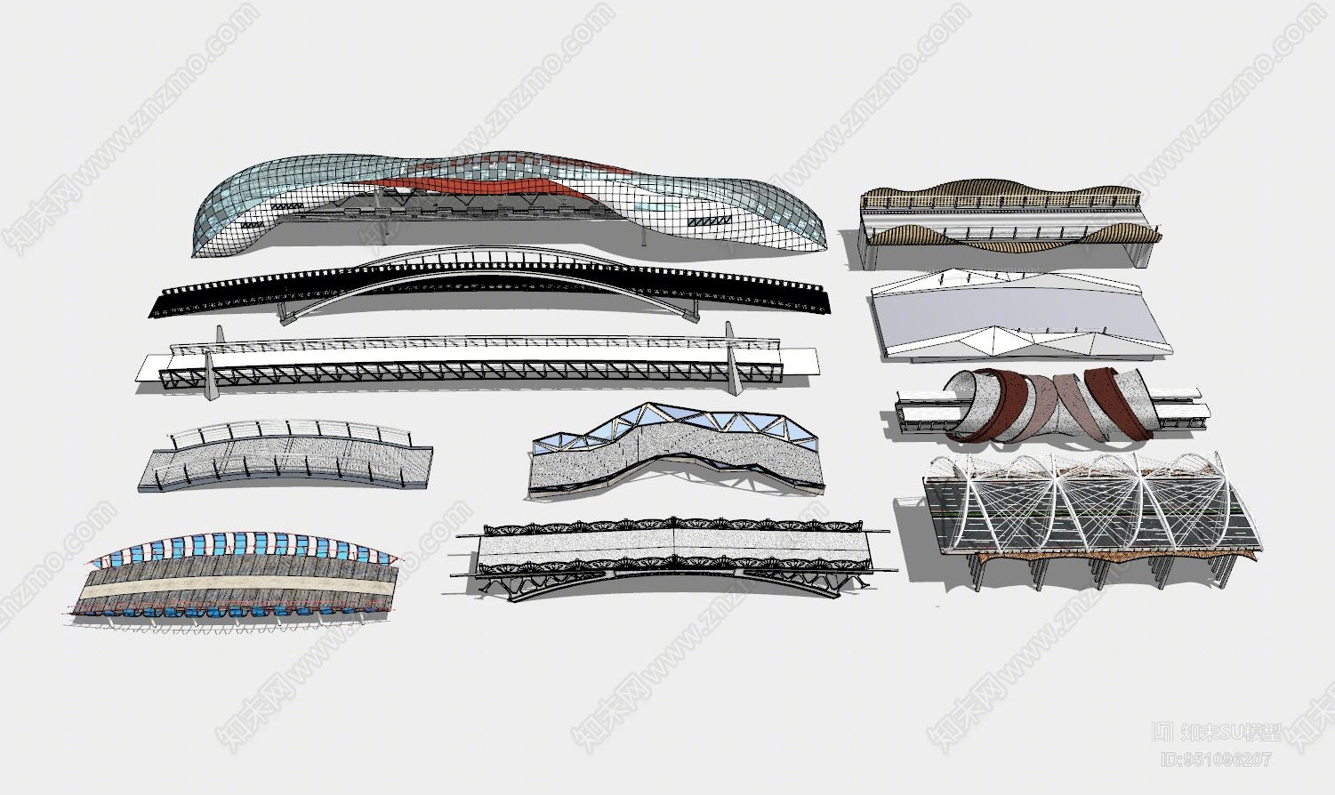 现代风格大桥SU模型下载【ID:951096207】