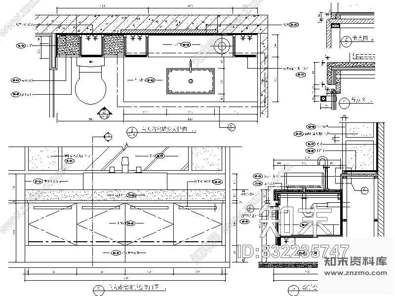 图块/节点主浴室洗手台详图施工图下载【ID:832235747】