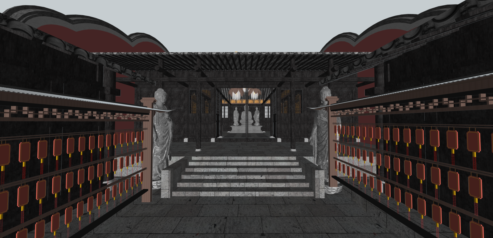 中式佛堂SU模型下载【ID:1215955694】