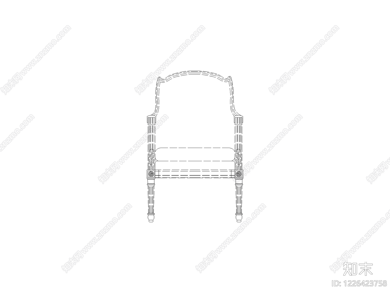 椅子cad施工图下载【ID:1226423758】