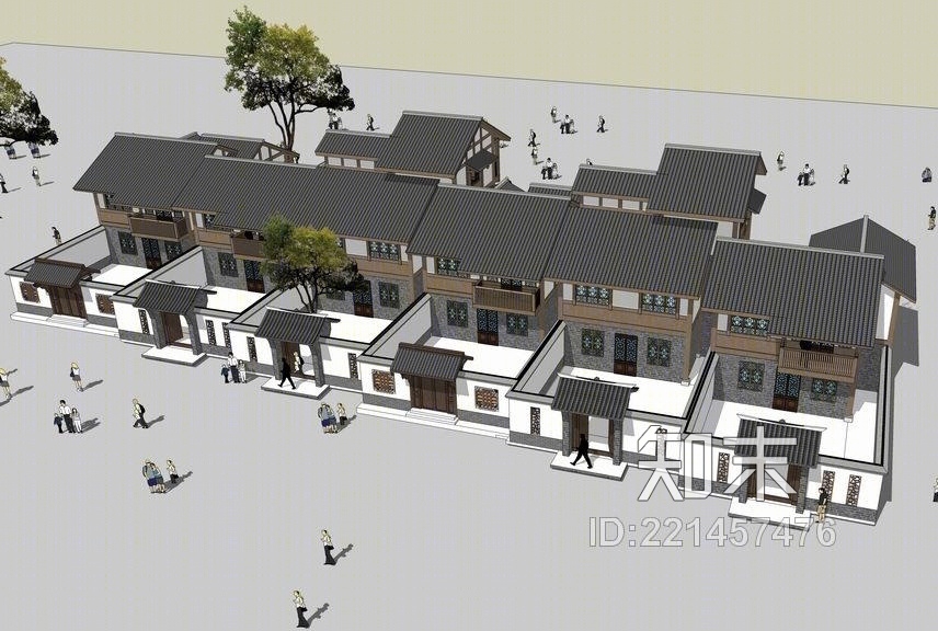 川东风联排别墅SU模型下载【ID:221457476】