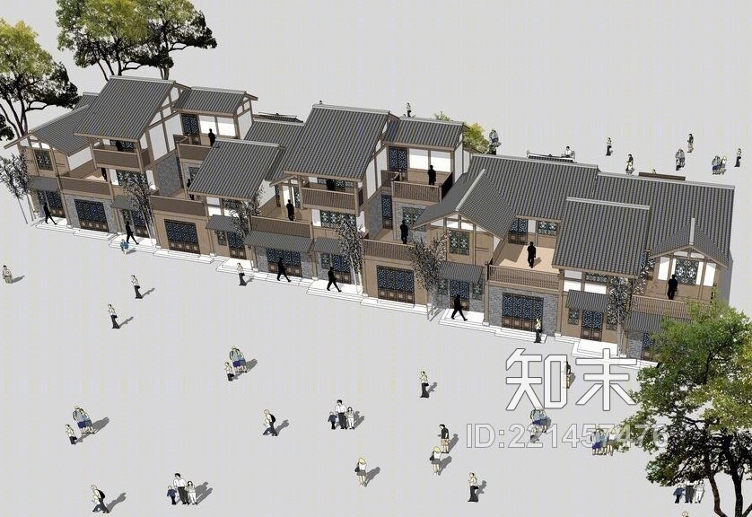 川东风联排别墅SU模型下载【ID:221457476】