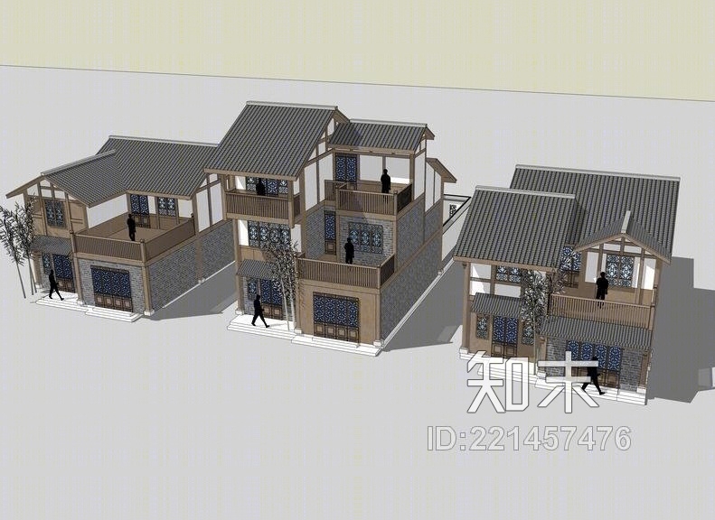 川东风联排别墅SU模型下载【ID:221457476】