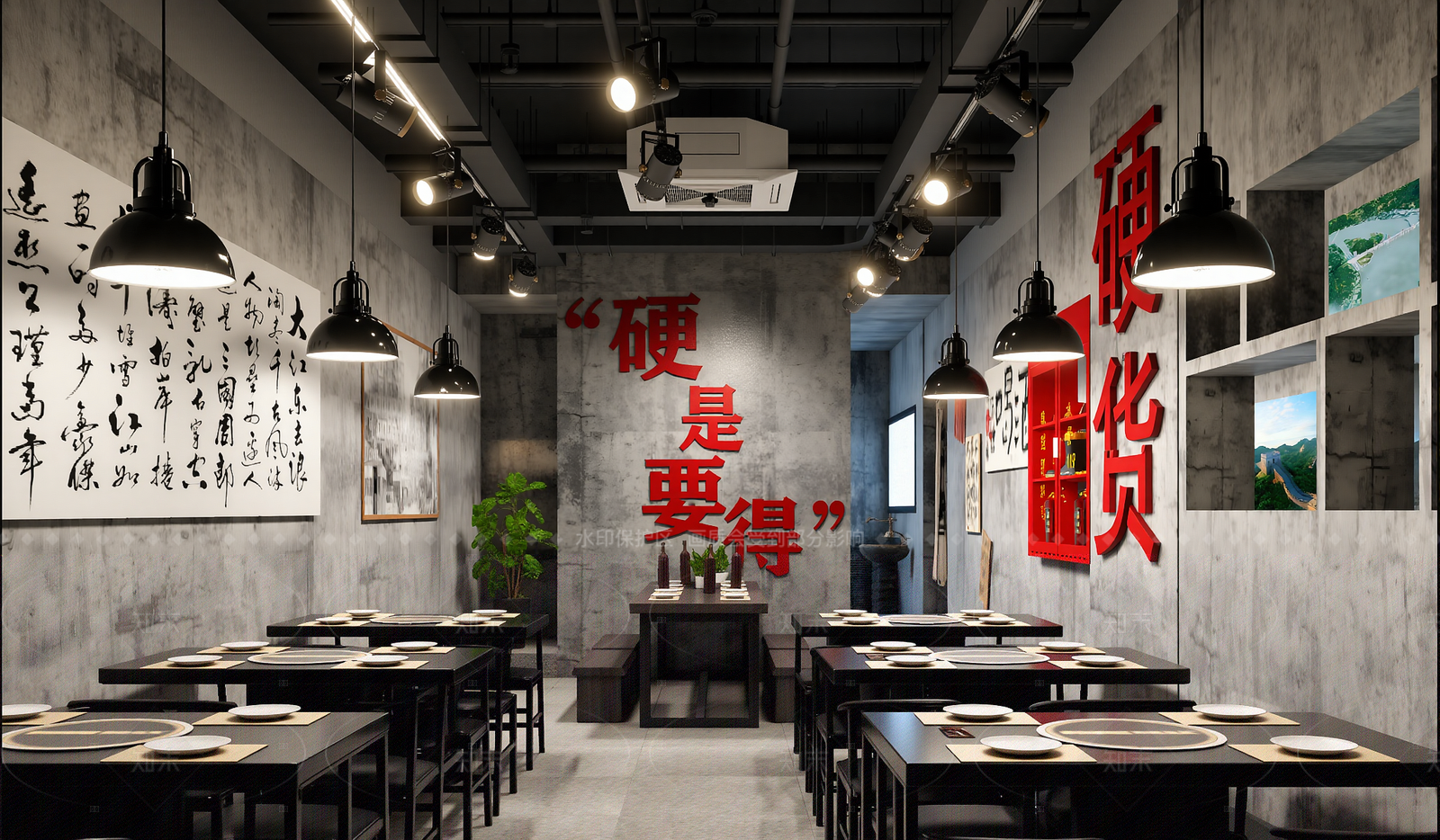 工业风中餐厅3D模型下载【ID:1214607865】