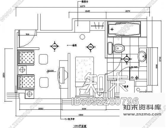 图块/节点VIP房平面图2cad施工图下载【ID:832280796】