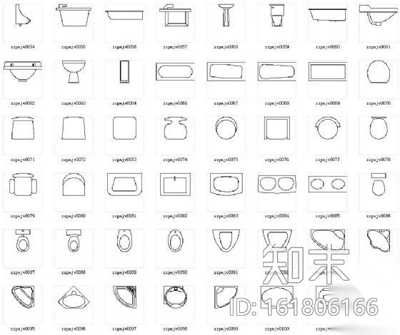 卫生洁具图块cad施工图下载【ID:161806166】