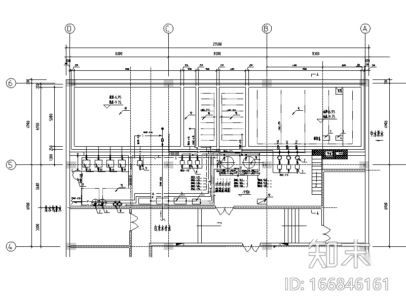 某小区中水系统回用处理全套工艺施工图cad施工图下载【ID:166846161】