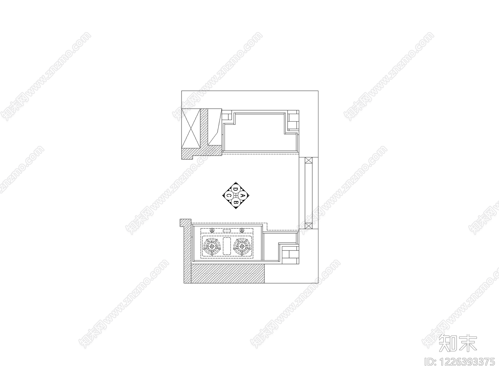 厨房设施cad施工图下载【ID:1226393375】
