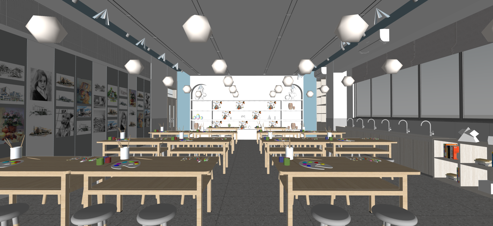 新中式工作室SU模型下载【ID:1222131608】
