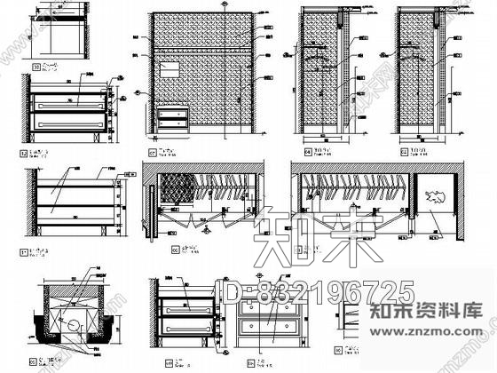 图块/节点套房入口玄关行李衣柜架详图cad施工图下载【ID:832196725】