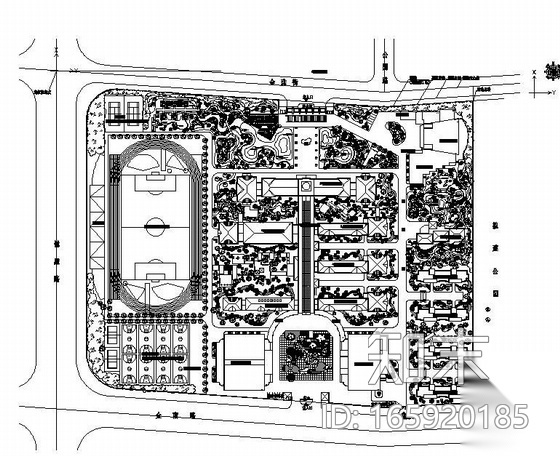 某学校景观规划方案总平面图施工图下载【ID:165920185】