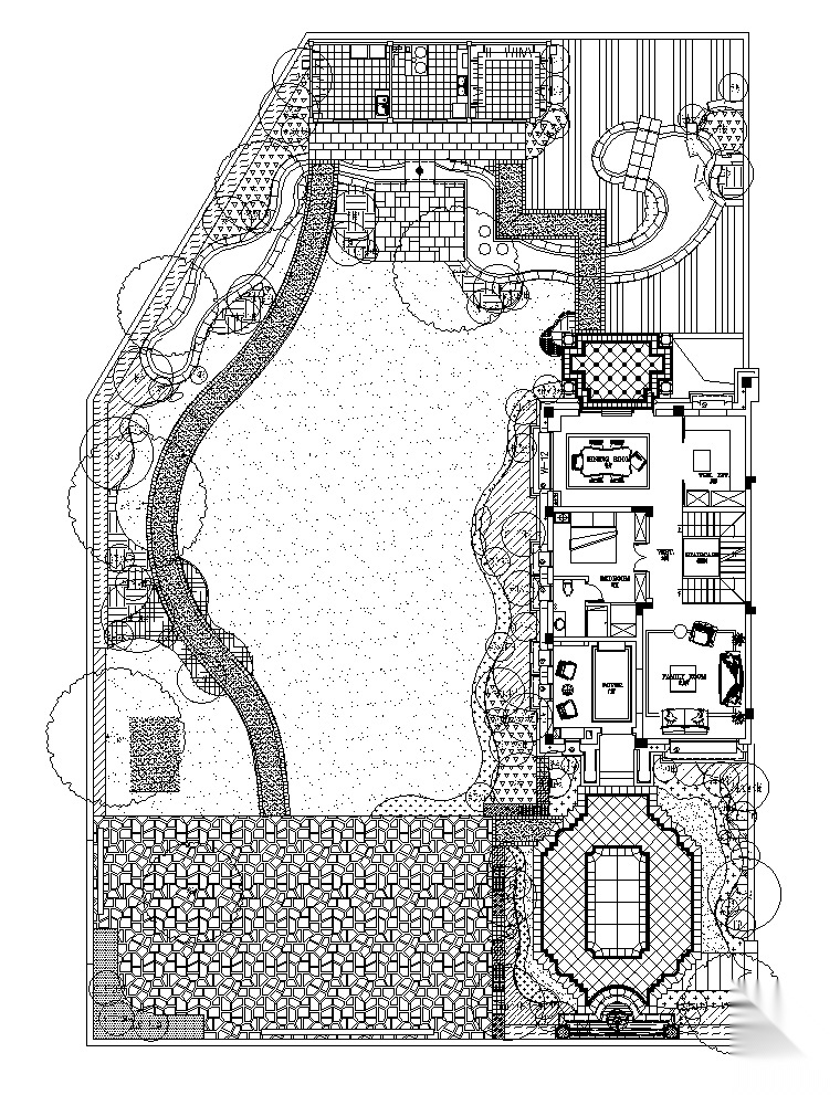 别墅庭院花园景观全套CAD施工图施工图下载【ID:160714189】