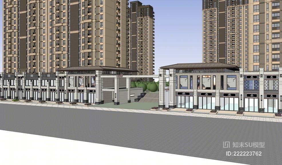 新古典小区建筑SU模型下载【ID:222223762】