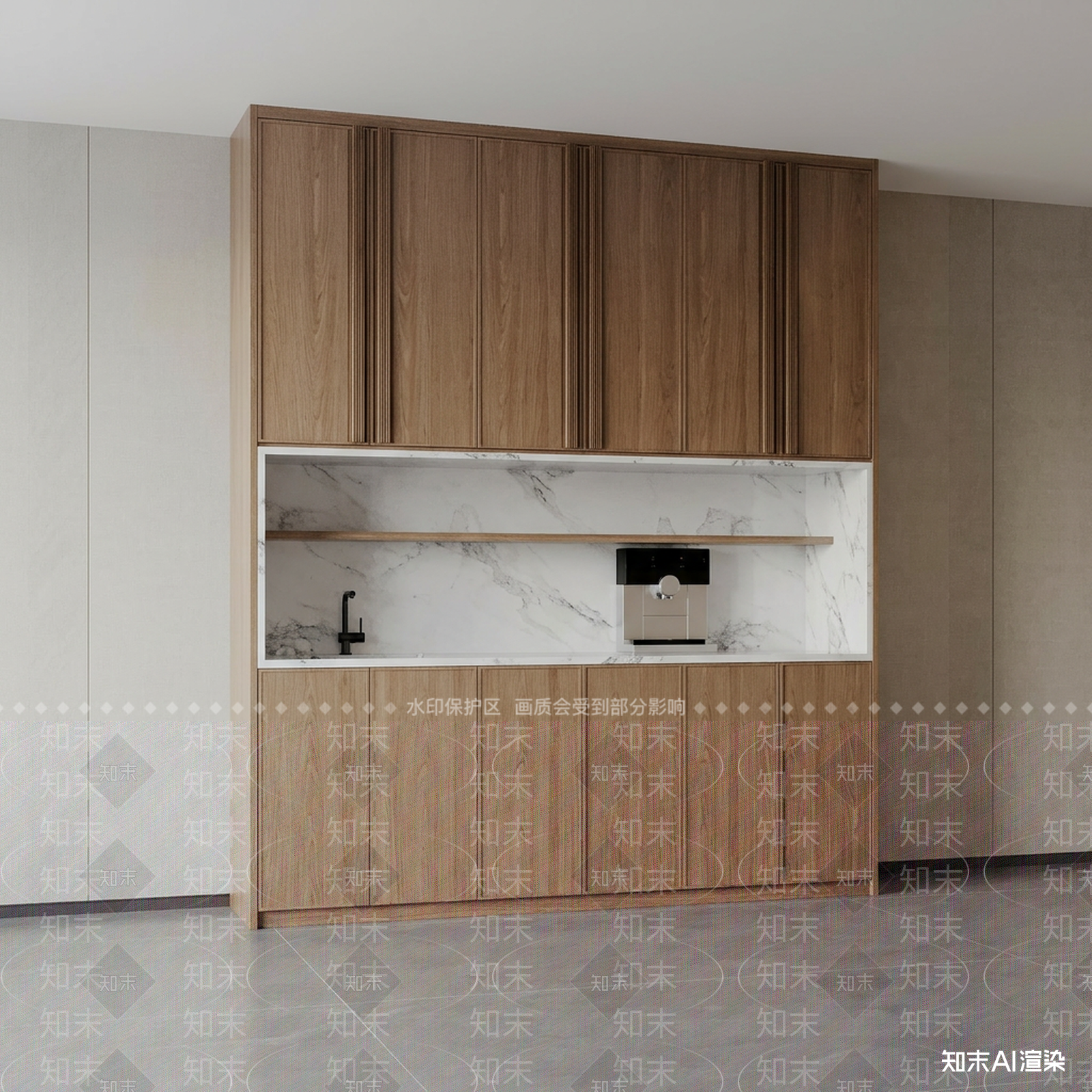 背景墙储物操作柜体封闭式厨房3D模型下载【ID:1227330133】