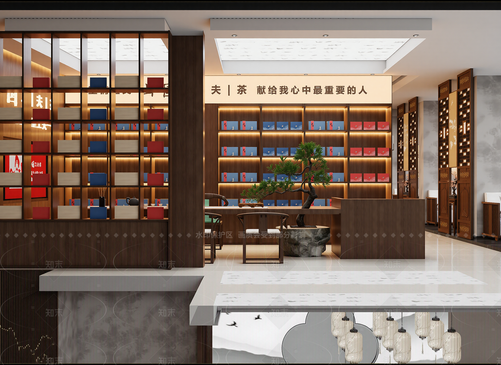 新中式茶展厅3D模型下载【ID:1214946954】